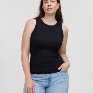 NWOT Madewell Supima Rib Cutaway Tank, black, size M